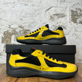 Prada Americas Cup Yellow Patent Black Sneaker Sz 8.5