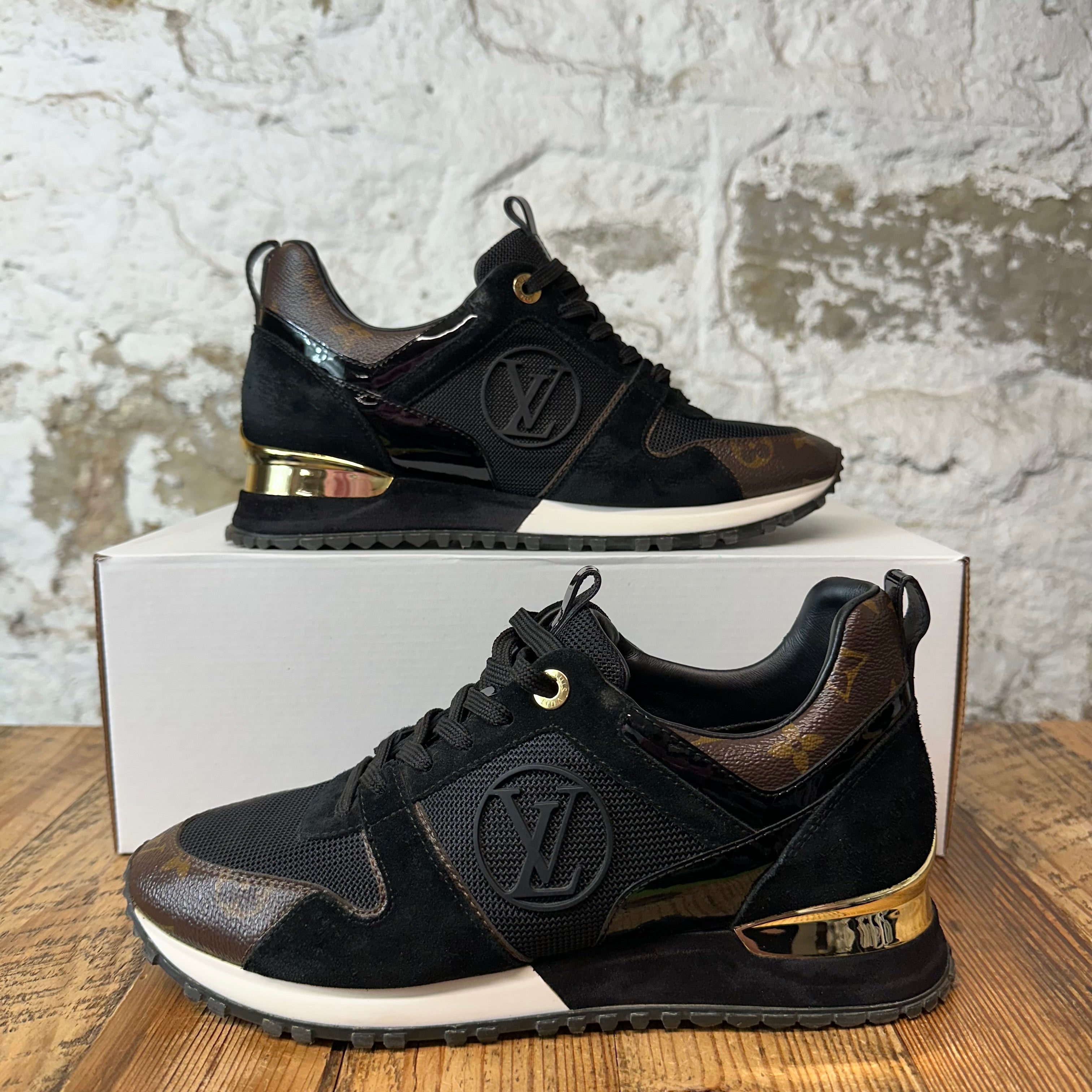 Louis Vuitton Black Brown Monogram Runaway Sneaker Sz 6.5 (39)