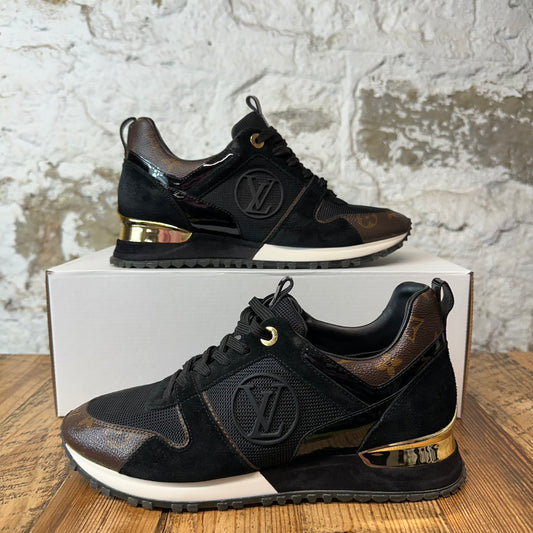 Louis Vuitton Black Brown Monogram Runaway Sneaker Sz 6.5 (39)