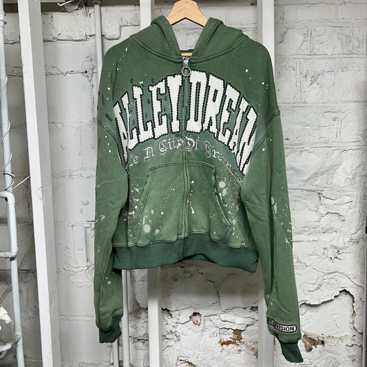 Vale Pine Zip Up Hoodie Green Sz M