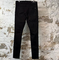 Amiri Black Suede Spell Black Denim Jeans Sz 33