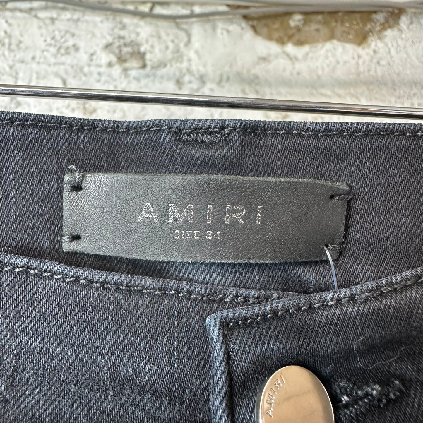 Amiri MX1 Camo Spell Black Denim Jeans Sz 34