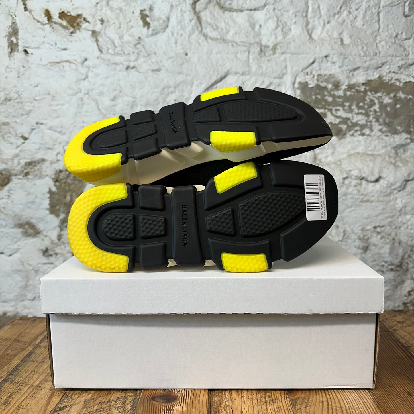 Balenciaga Sock Runner Black White Yellow Sneaker Sz 10 (43)