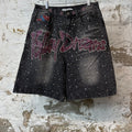 Vale Pink Iced Out Jean Shorts Black Sz 30