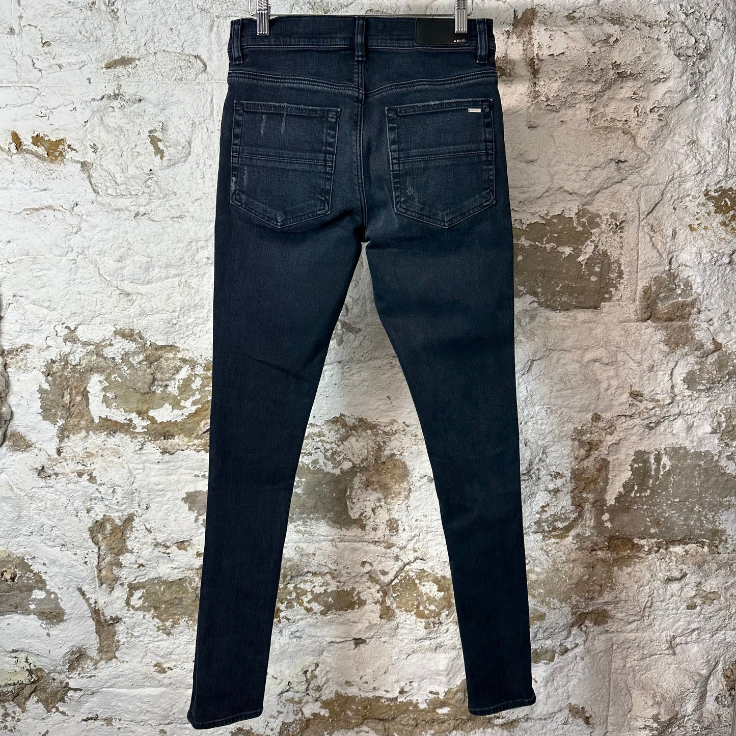 Amiri MX1 Red Suede Faded Black Denim Jeans Sz 29
