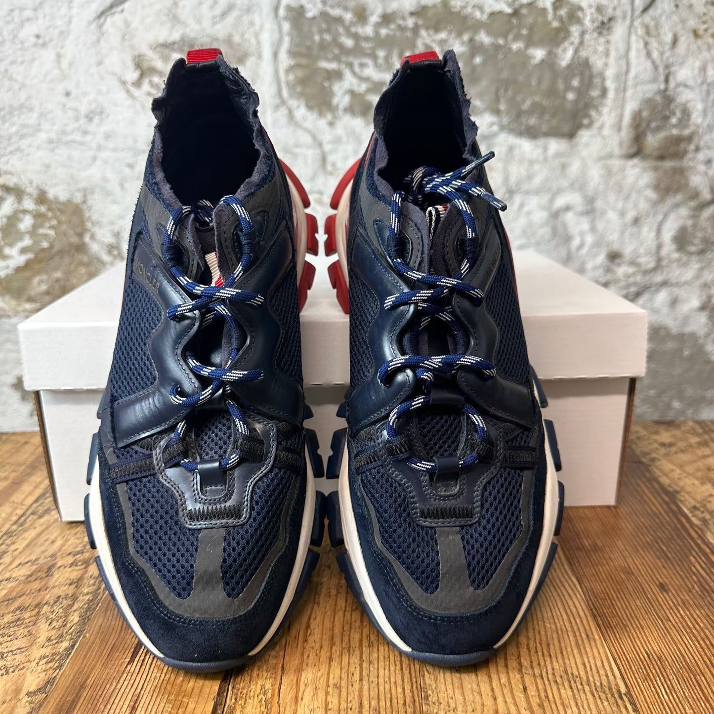 Moncler Leave No Trace Navy Red White Sneaker Sz 7 (40)