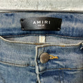 Amiri Felt Varsity Patch Blue Denim Jeans Sz 32
