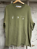 Off-White Chest Logos Olive Green T-Shirt Sz L