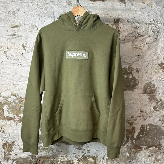 Supreme Khaki Green Box Logo Hoodie Sz M