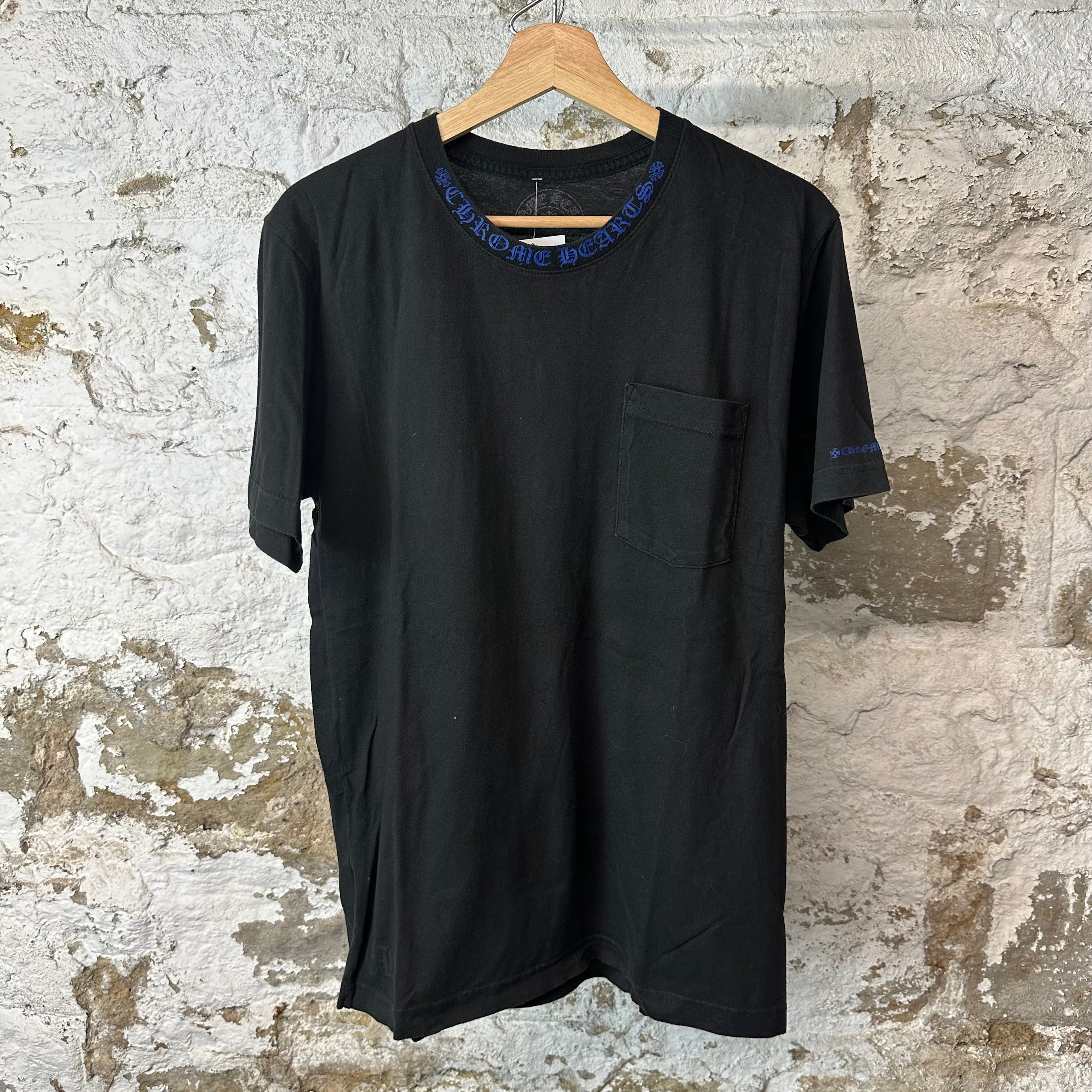 Chrome Hearts Blue Neck Spell Black T-Shirt Sz M
