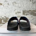 Gucci Blue Red Strap Black Rubber Slide Sz 9