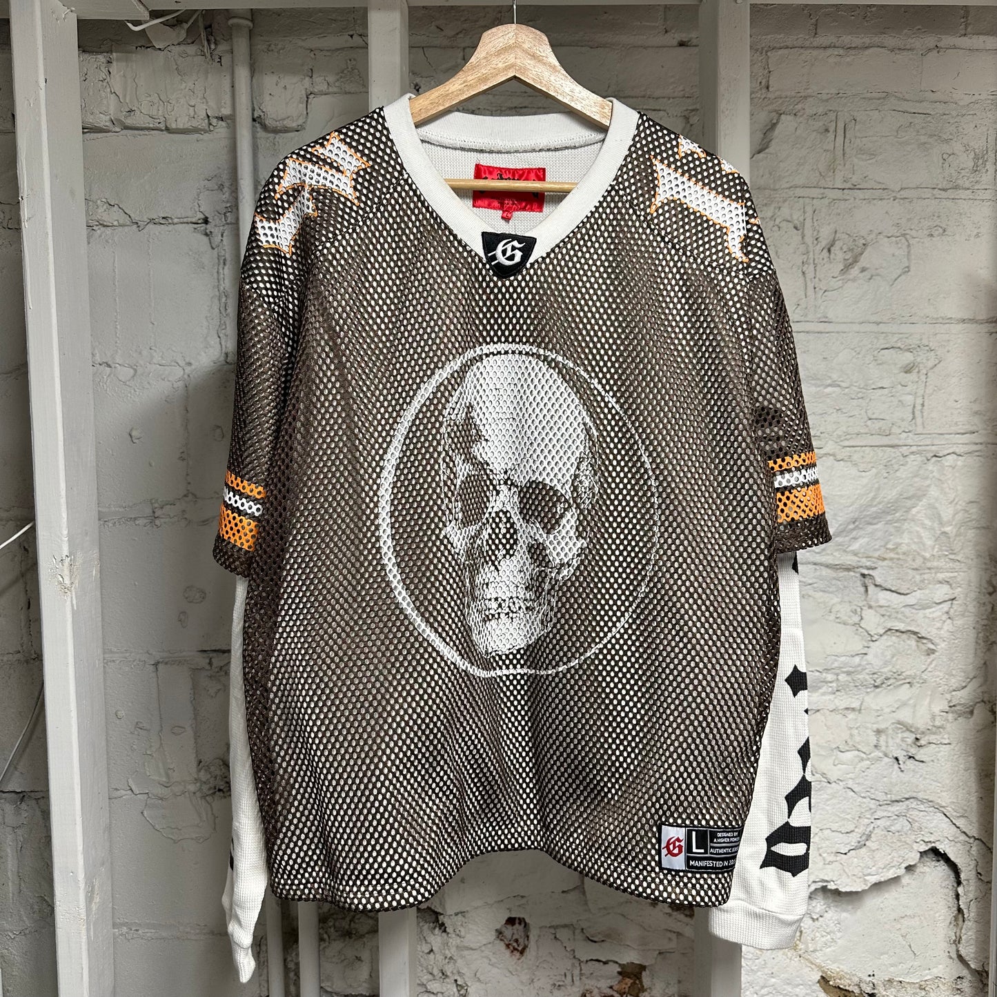 Godpseed Skull Thermal Mesh Brown Long Sleeve Sz L