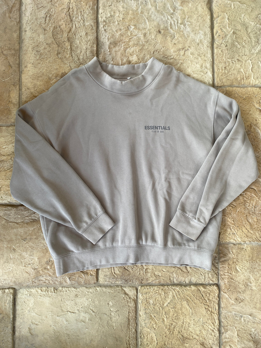 Fear of God Essentials Moss/Goat Mock Neck Sweater Sz 2XL