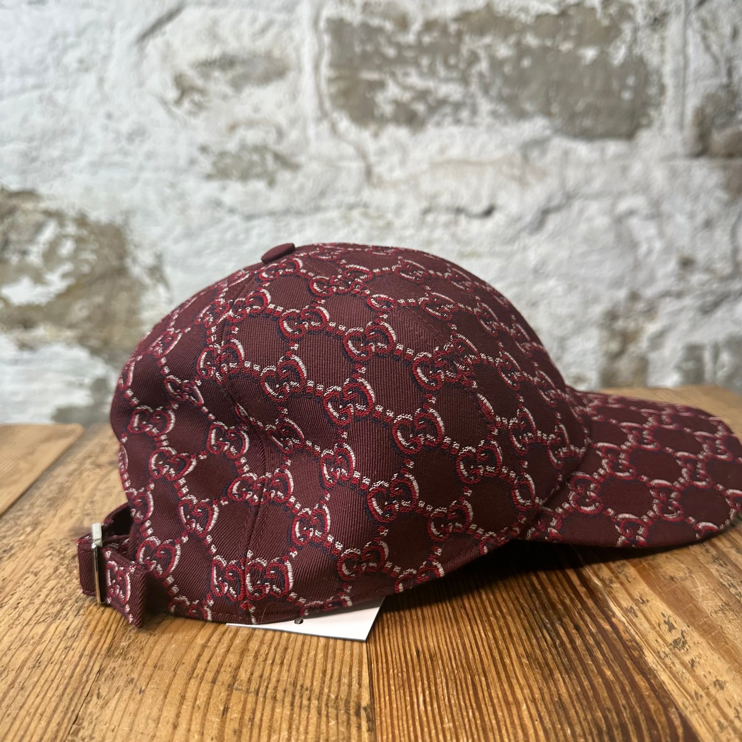 Gucci Red GG Monogram Maroon Hat Sz L