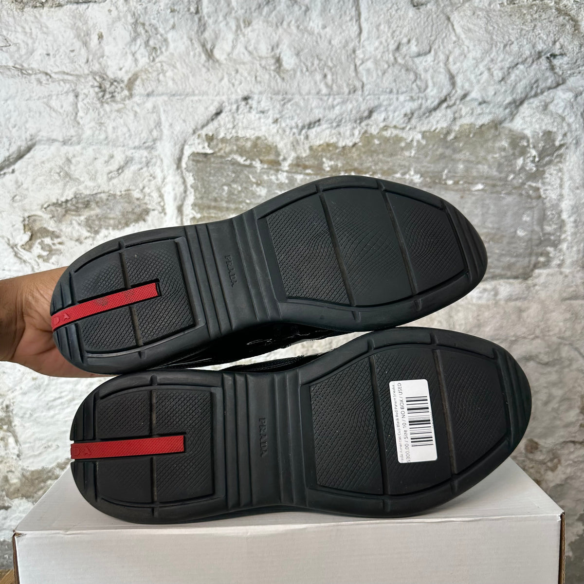 Prada Americas Cup Black Red Patent Sneaker Sz 10
