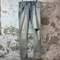 Amiri Knee Rip Plain Light Blue Denim Jeans Sz 32