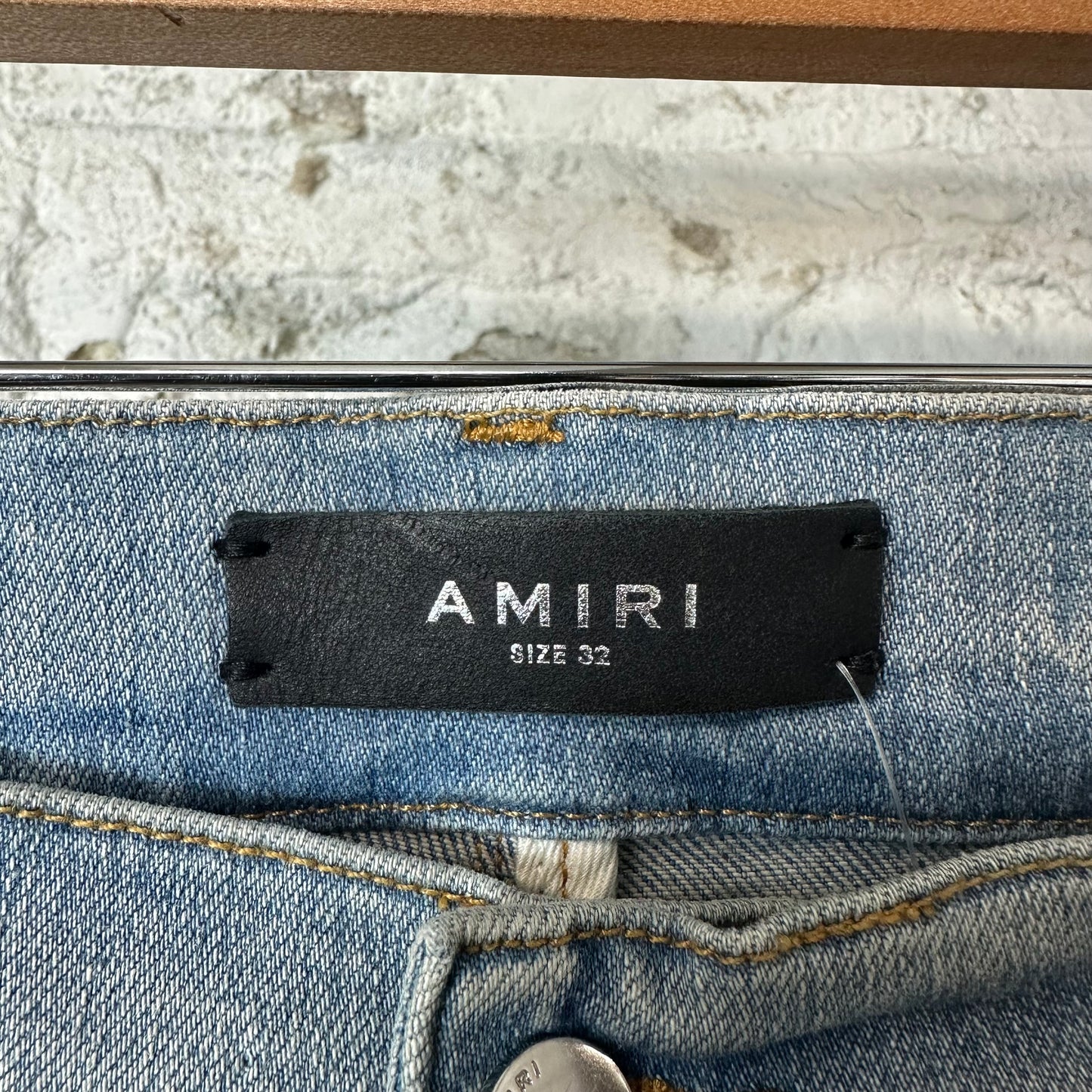 Amiri Varsity 22 Patch Blue Denim Jeans Sz 32