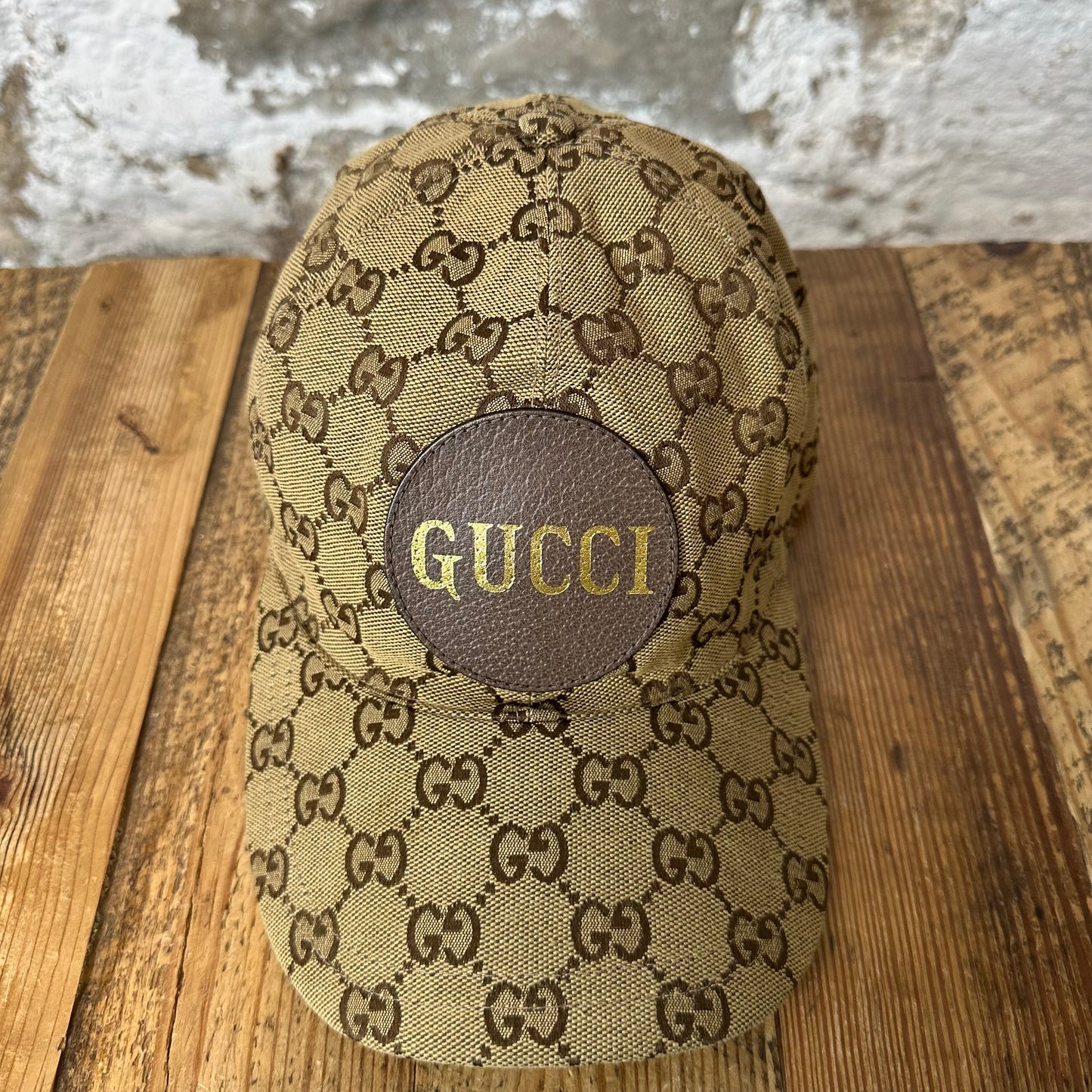 Gucci Brown Circle Logo Monogram Hat Sz M