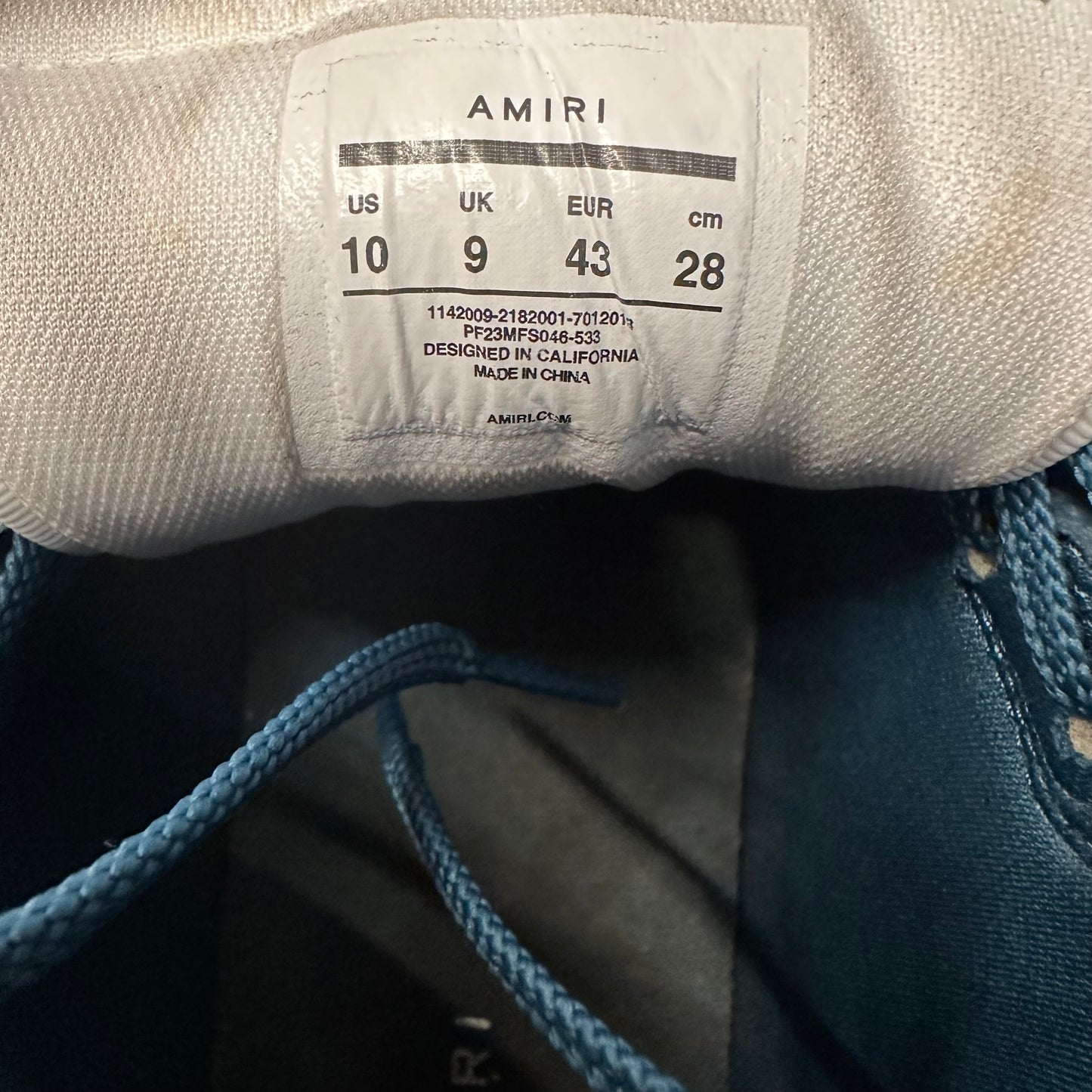 Amiri High Teal Blue Skeleton Navy White Sneaker Sz 10 (43)