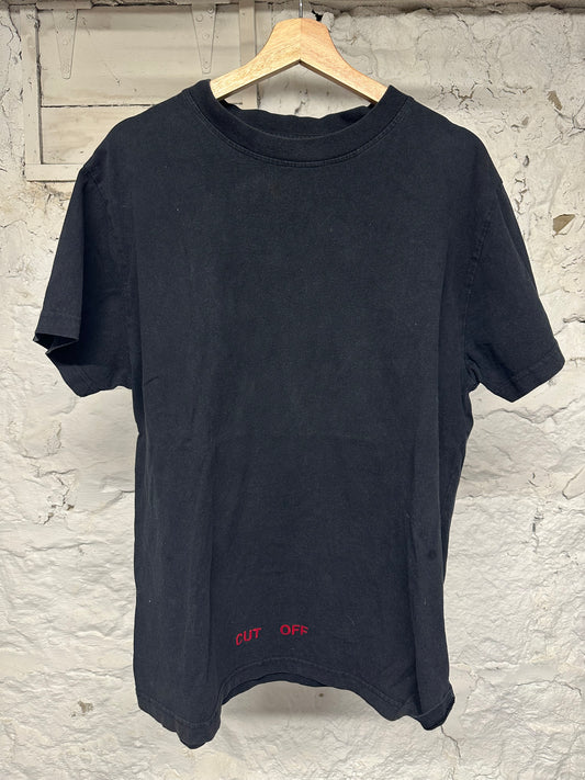 Off White Cut Off Black White T-Shirt Sz S