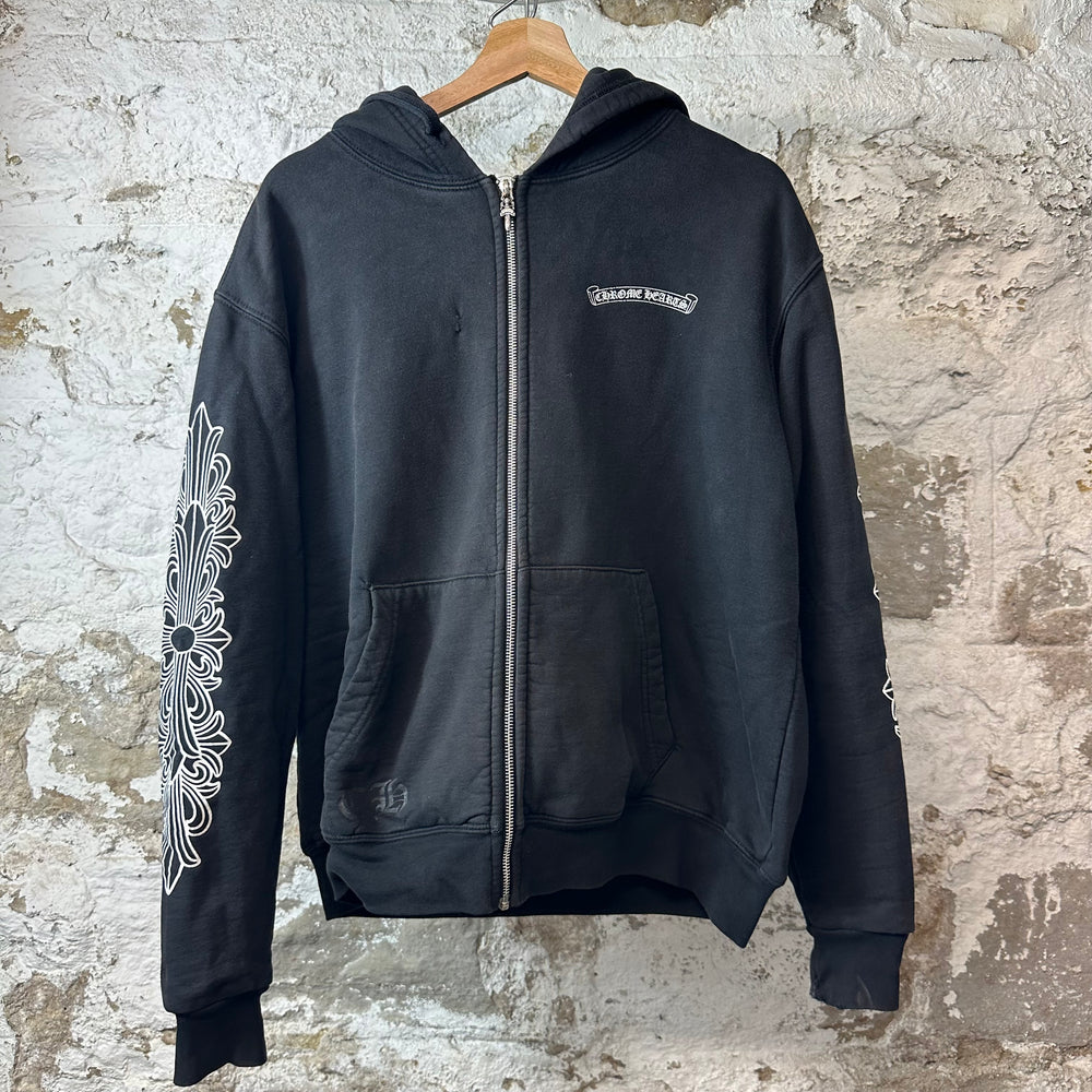 Chrome Hearts Aspen Black Thermal Zip Up Hoodie Sz S (Flawed)
