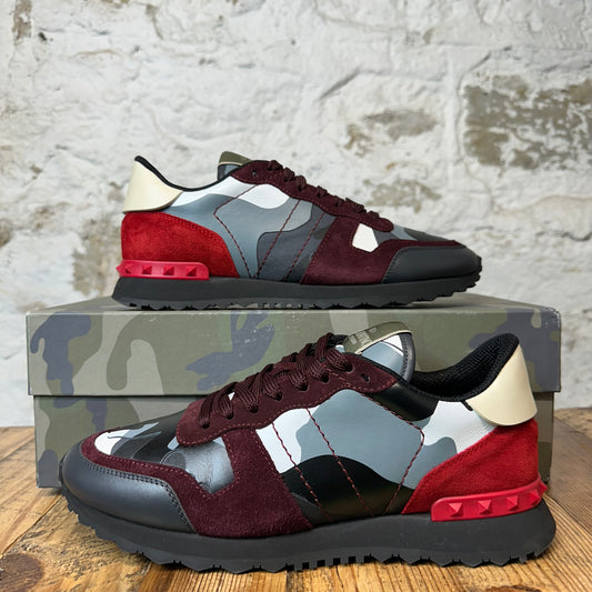 Valentino Grey Camo Marooon Rock Runner Sneaker Sz 7 (40)
