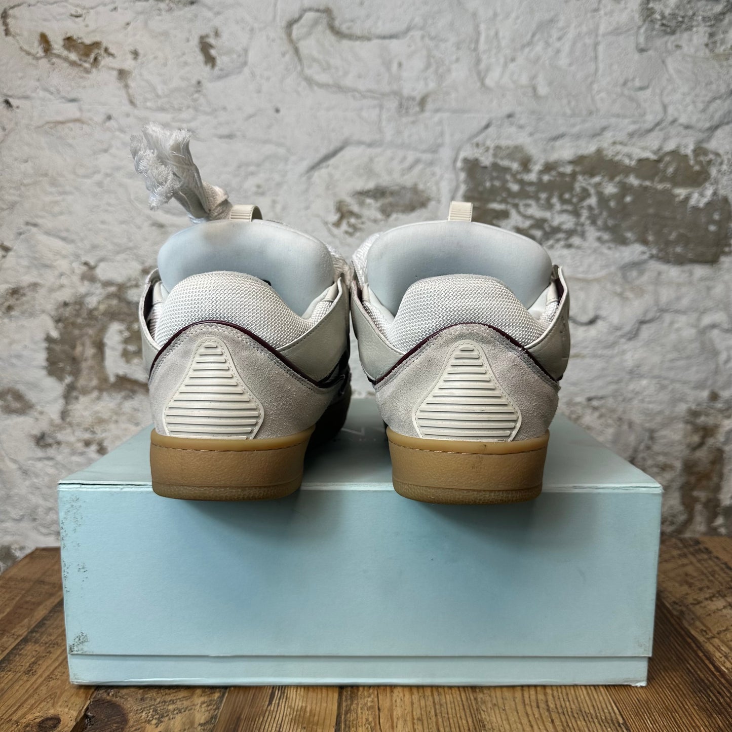 Lanvin Curb White Lace Maroon Grey Sneaker Sz 13 (46)