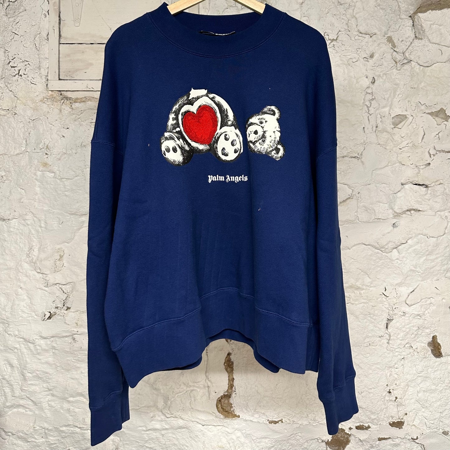 Palm Angels Teddy Bear Navy Crewneck Sz M