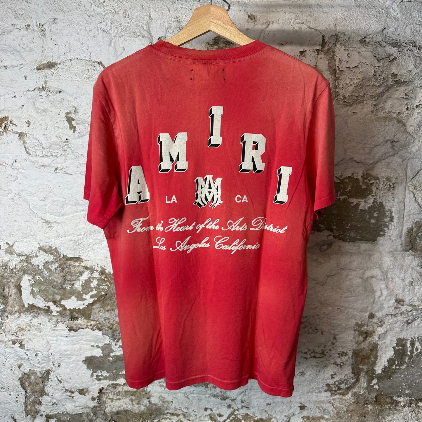 Amiri Cracked White Spell T-Shirt Red Sz S