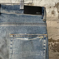 Amiri MX1 Gray Orange Plaid Blue Denim Jeans Sz 32