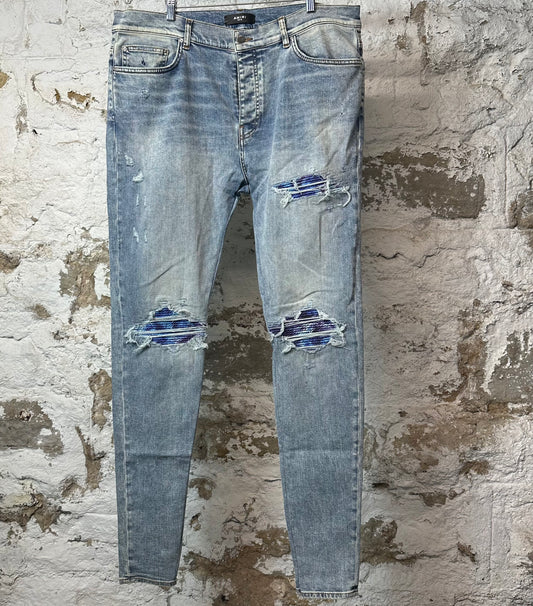 Amiri MX1 Tie Dye Washed Blue Denim Jeans Sz 40