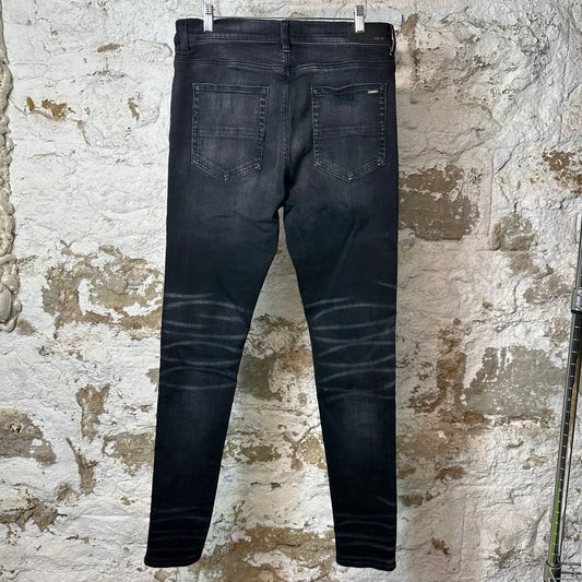 Amiri MX1 Cracked Pink Black Denim Jeans Sz 36