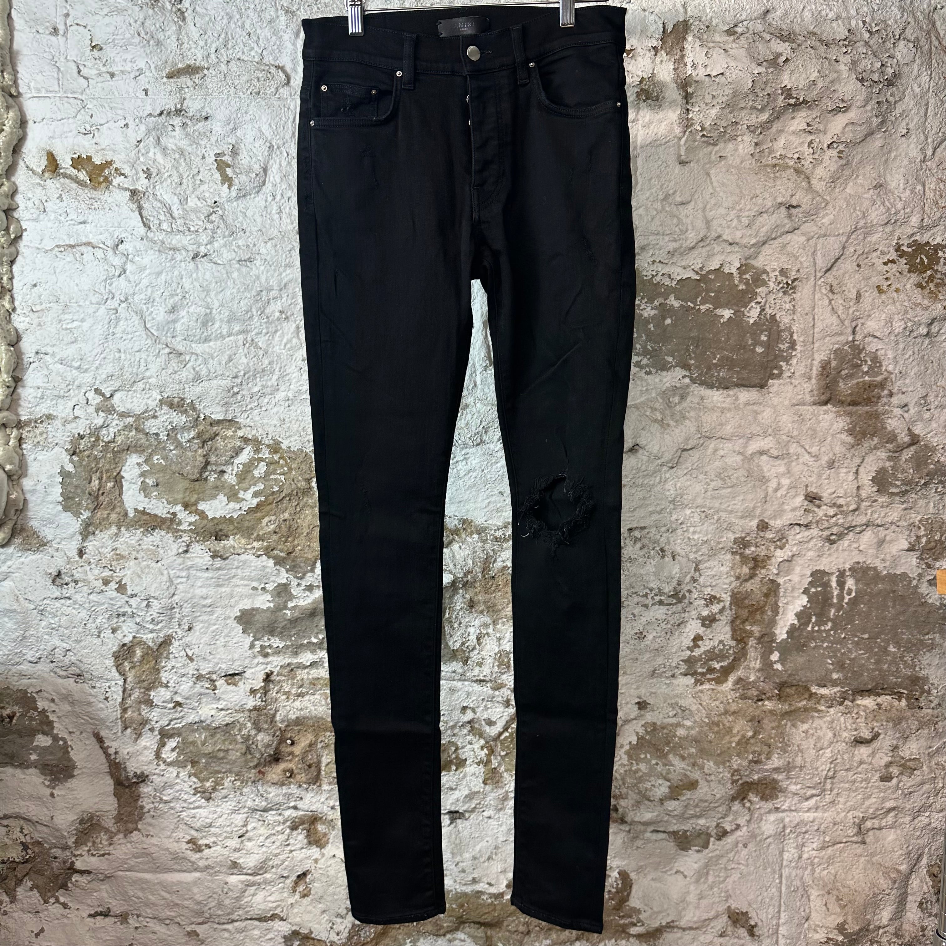 Amiri Plain Black Knee Hole Denim Jeans Sz 29