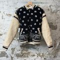 Rhude Black Paisley Beige Leather Varsity Jacket Sz M