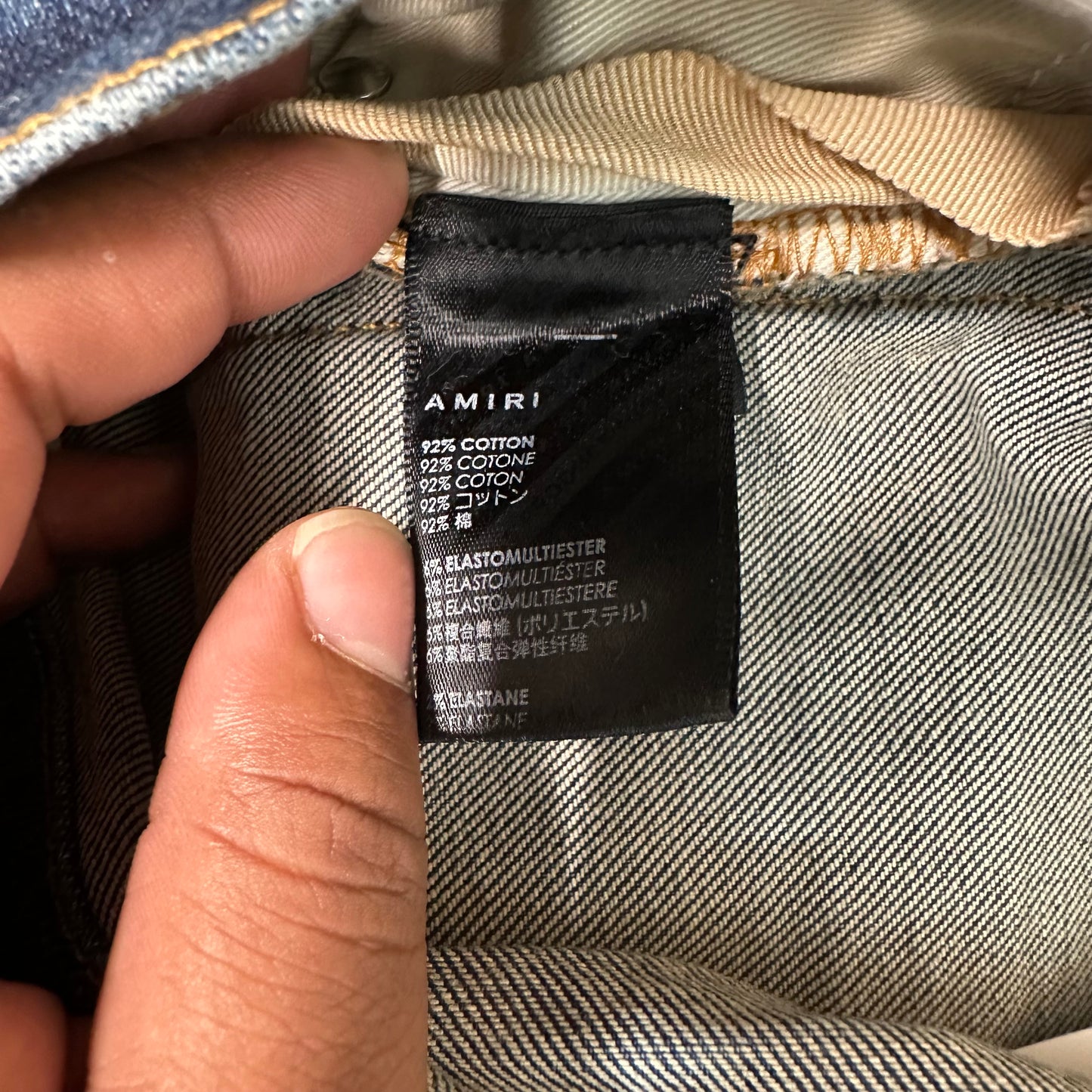 Amiri MX1 Orange Suede Dark Blue Denim Jeans 36