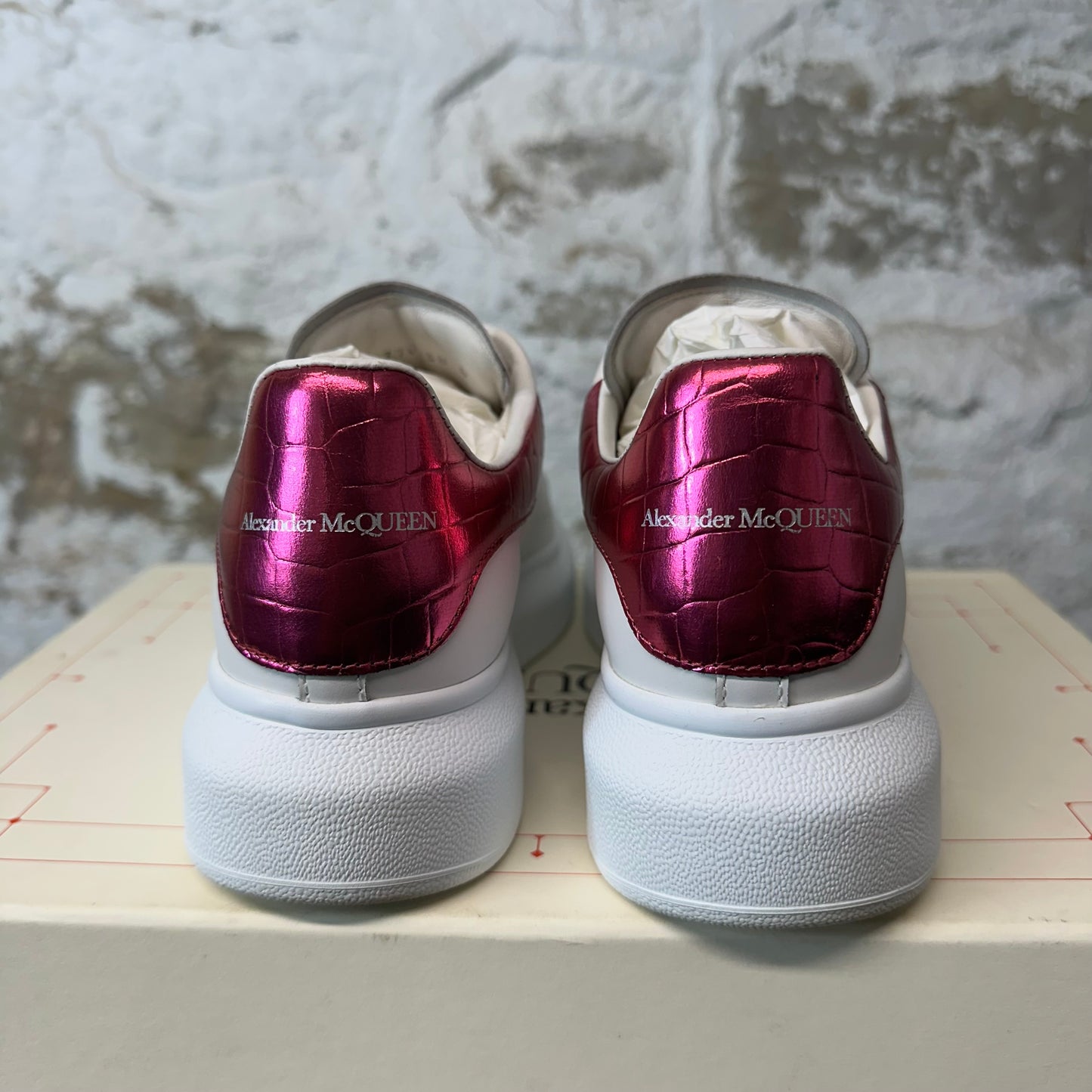 Alexander McQueen Pink Croc Tab White Sneaker Sz 6 (38)