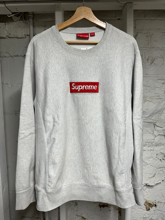 Supreme Red Box Logo Crewneck Grey Sz L
