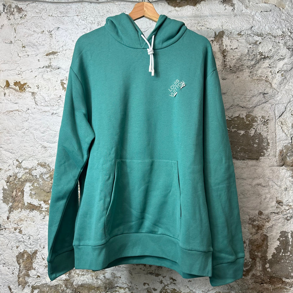 Louis Vuitton Pin Logo Embroidered Green Hoodie Sz XXL