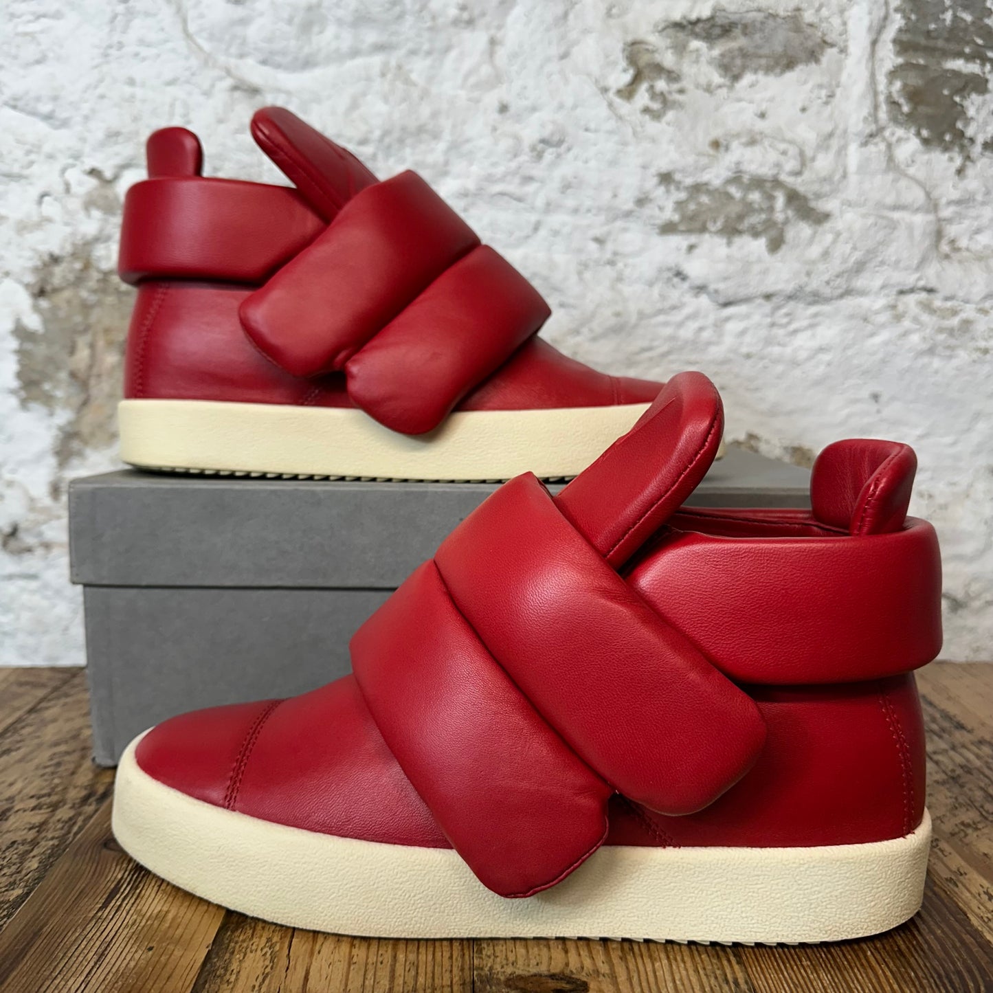 Giuseppe Zanotti Red Leather Double Velcro Sneaker Sz 11 (44)
