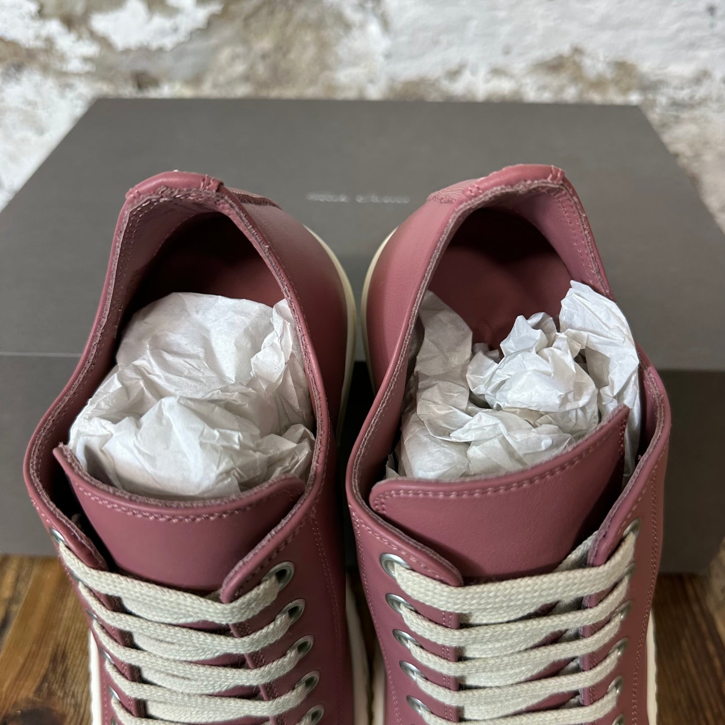 Rick Owens Leather Thulian Milk Sneaker DS