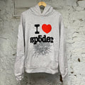 Sp5der I Love Sp5der Grey Hoodie Sz XL
