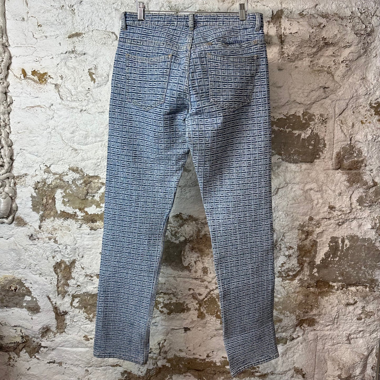 Givenchy 4G Monogram Jacquard Zipper Blue Denim Jeans Sz 30