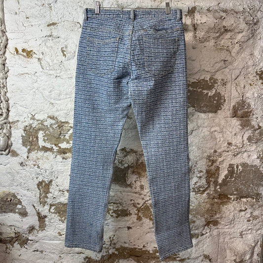 Givenchy 4G Monogram Jacquard Zipper Blue Denim Jeans Sz 30