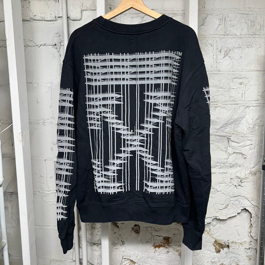 Off-White Black Grey Construction Crewneck Sz L