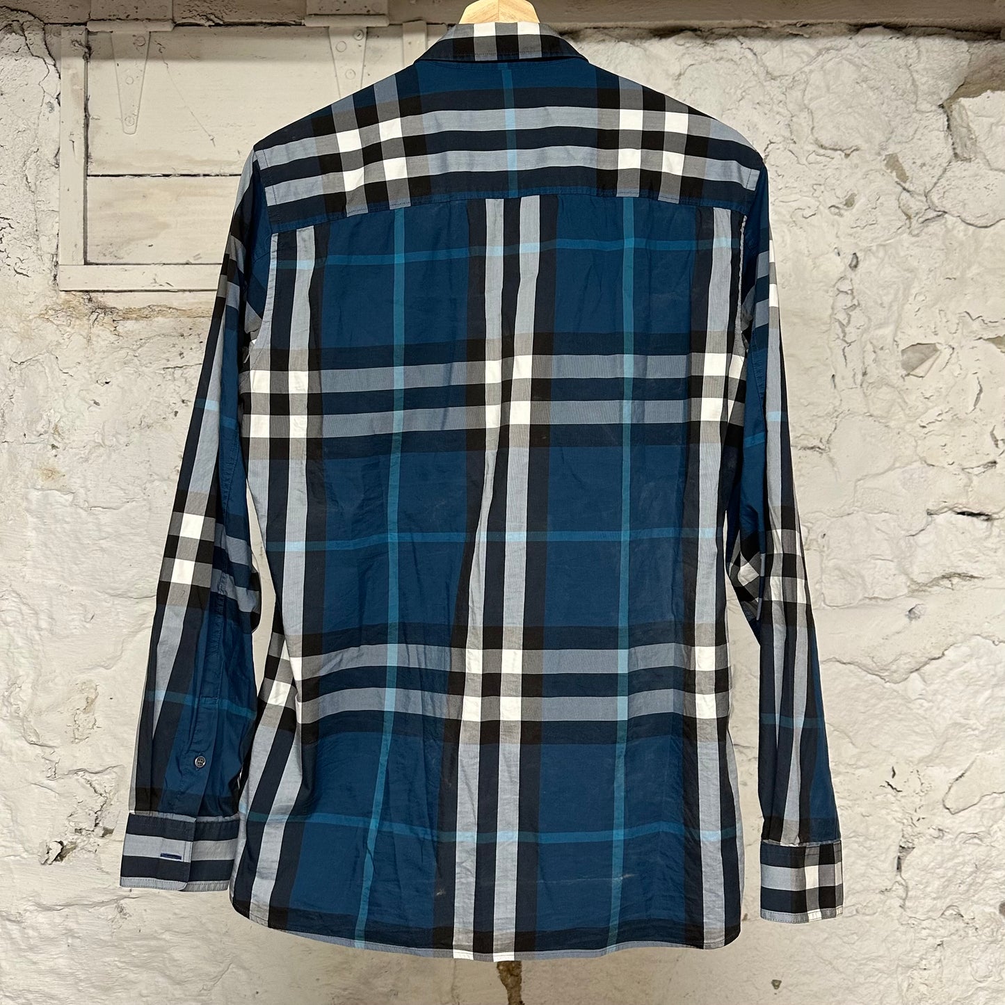 Burberry Blue Plaid Button Up Sz S