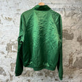 Gucci Biege Green Colorblock Satin Zip Up Jacket Sz XL (M)