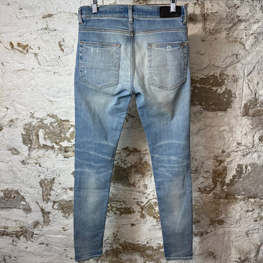 Amiri MX1 Brown Suede Blue Denim Jeans Sz 30