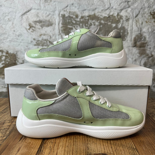 Prada Americas Cup Mint Green Patent Grey White Sneaker Sz 6 (38)