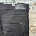 Amiri MX1 Black Leather Black Denim Jeans Sz 38