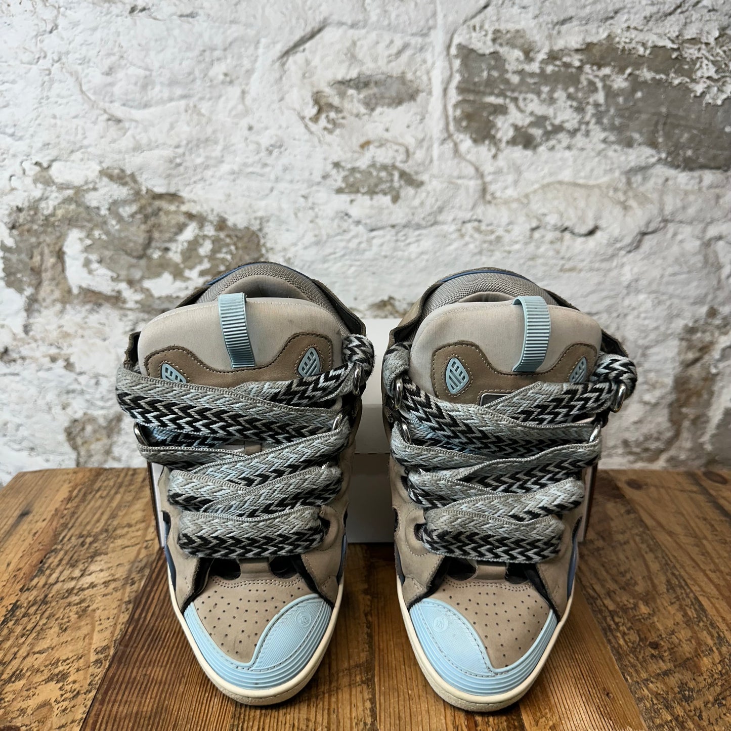 Lanvin Curb Black Blue Lace Grey Sneaker Sz 9 (42)